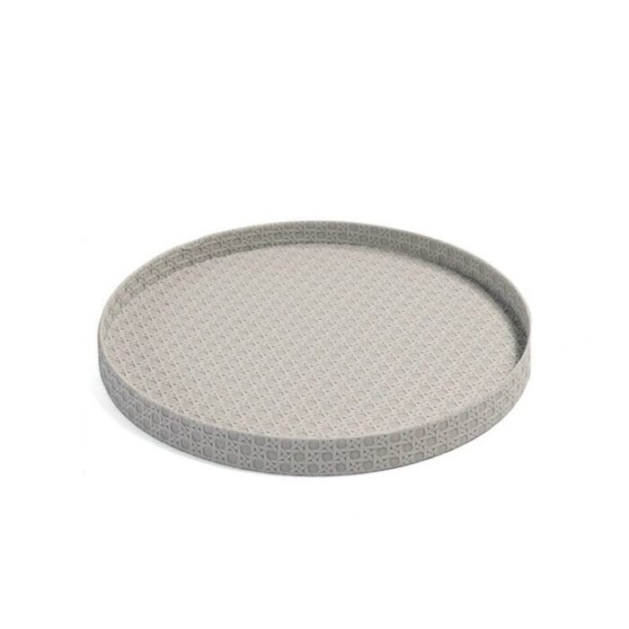 nicola faux leather round tray ash 240924064322